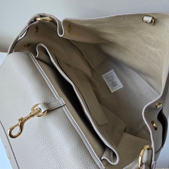 Cuyana 13" Pebbled Leather Stone Beige Laptop Backpack Work Travel - Picture 10 of 15